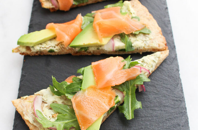 smoked salmon avocado flatbread