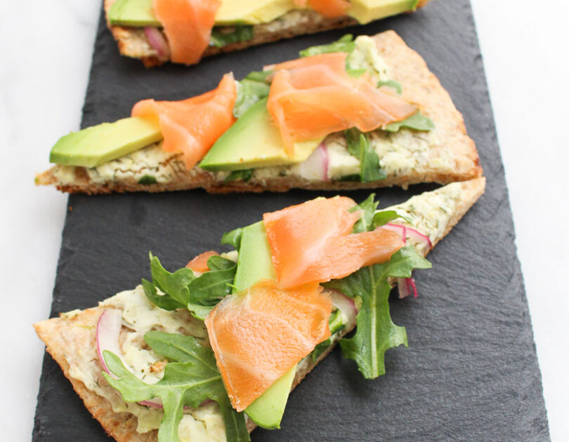 smoked salmon avocado flatbread