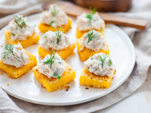 smoked trout polenta bites