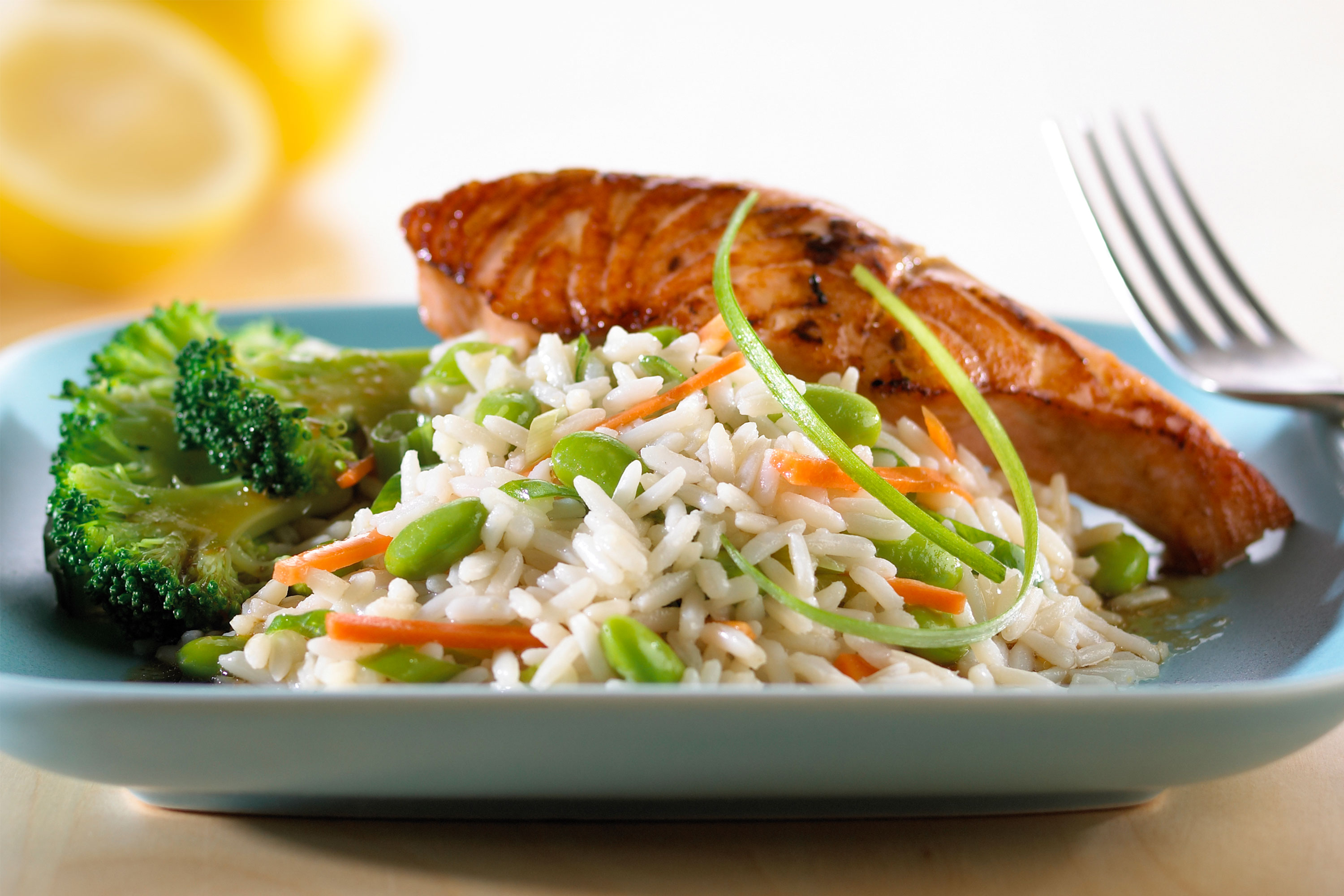Teriyaki Salmon with Gingered Vegetable Rice • Seafood Nutrition