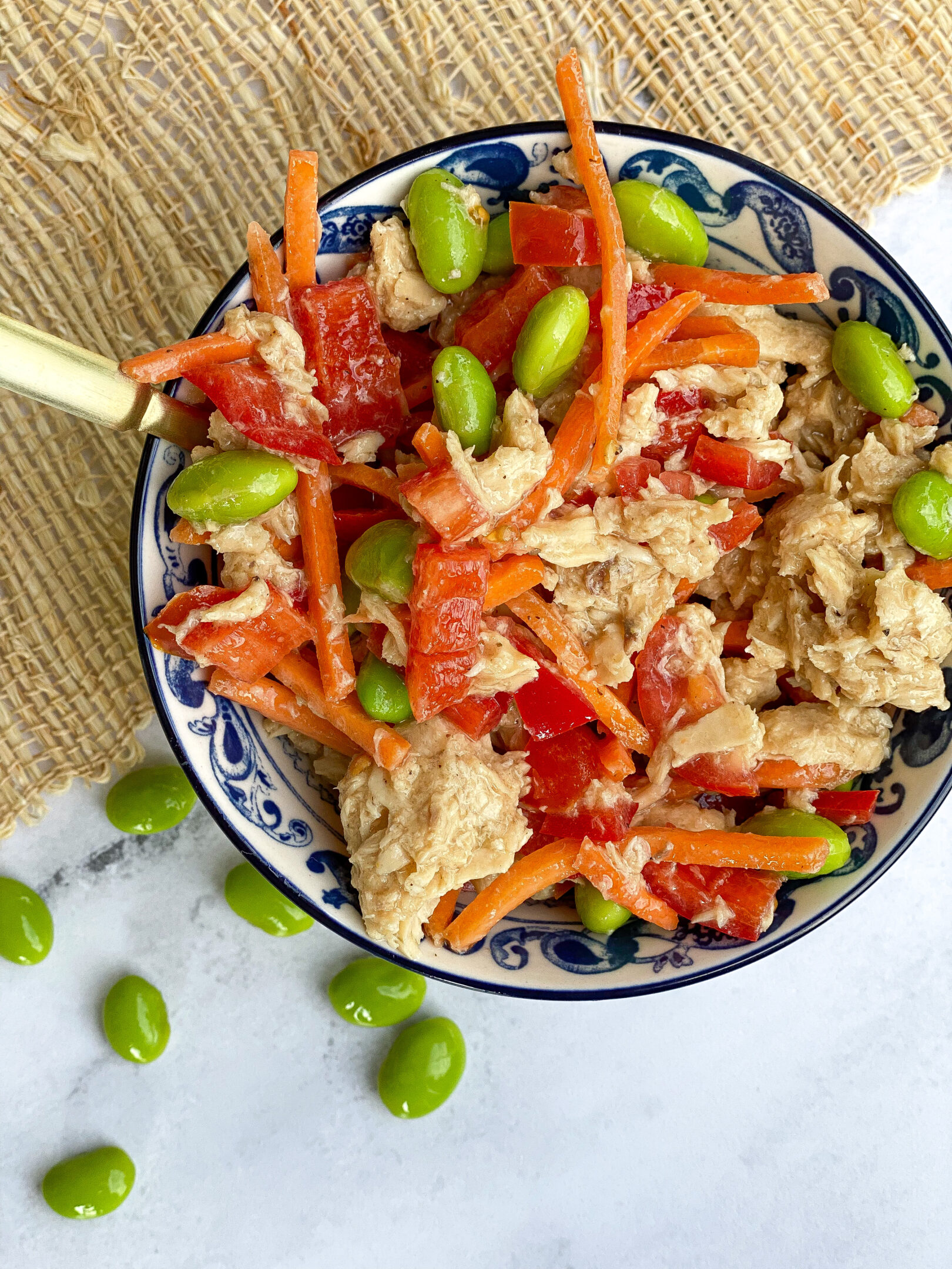 Quick & Easy Tuna Edamame Salad with Red Wine Vinaigrette