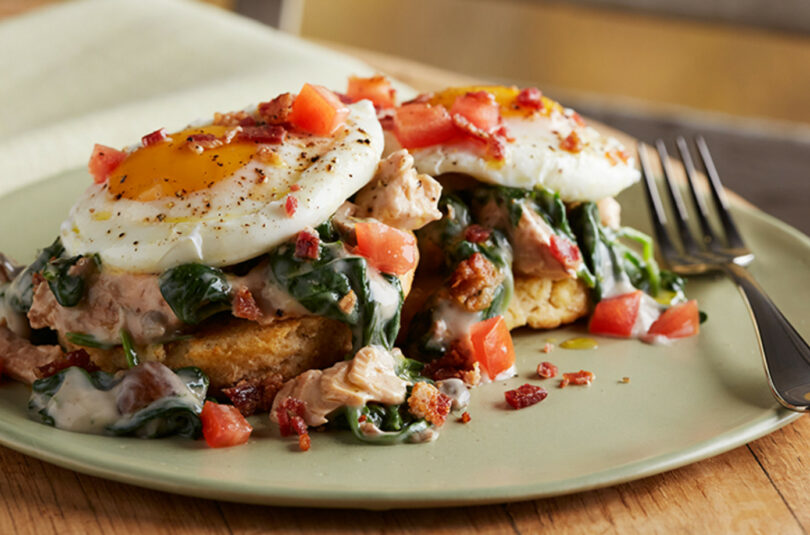 Wild Alaska Salmon, Spinach, and Bacon Benedict