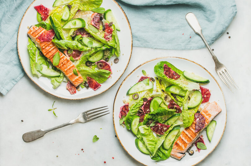 Slow-Roasted Salmon with Minted Cucumbers