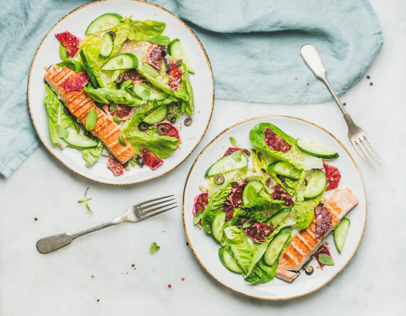 Slow-Roasted Salmon with Minted Cucumbers