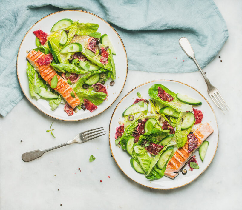 Slow Roasted Salmon with Minted Cucumber