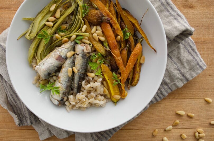 Sardine Grain Bowls with Roasted Fennel and Carrots