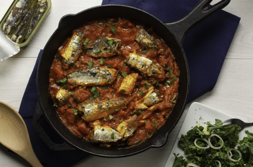 Sardines Simmered with Roma Tomatoes