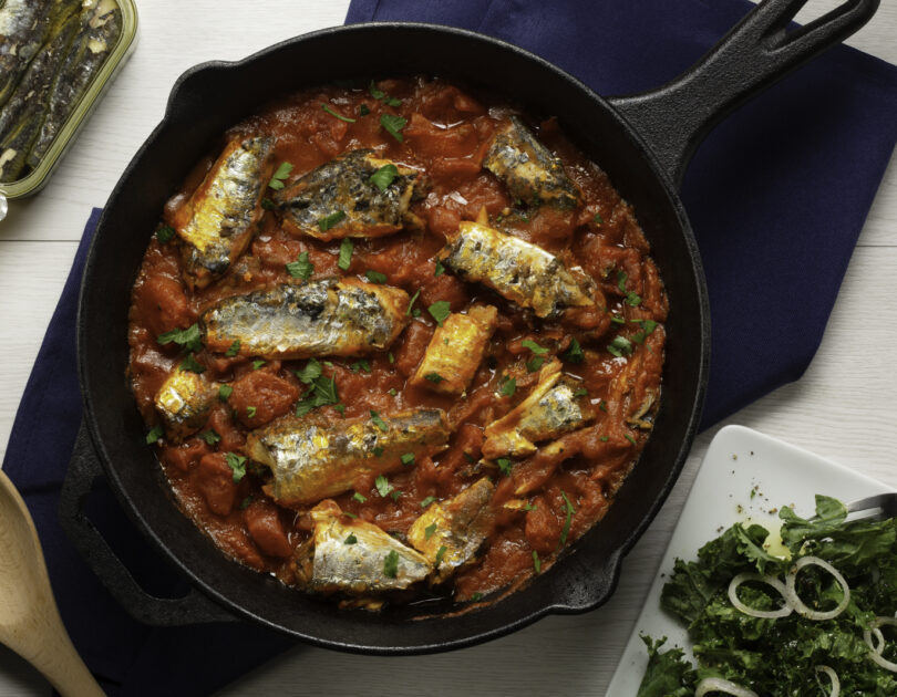 Sardines Simmered with Roma Tomatoes