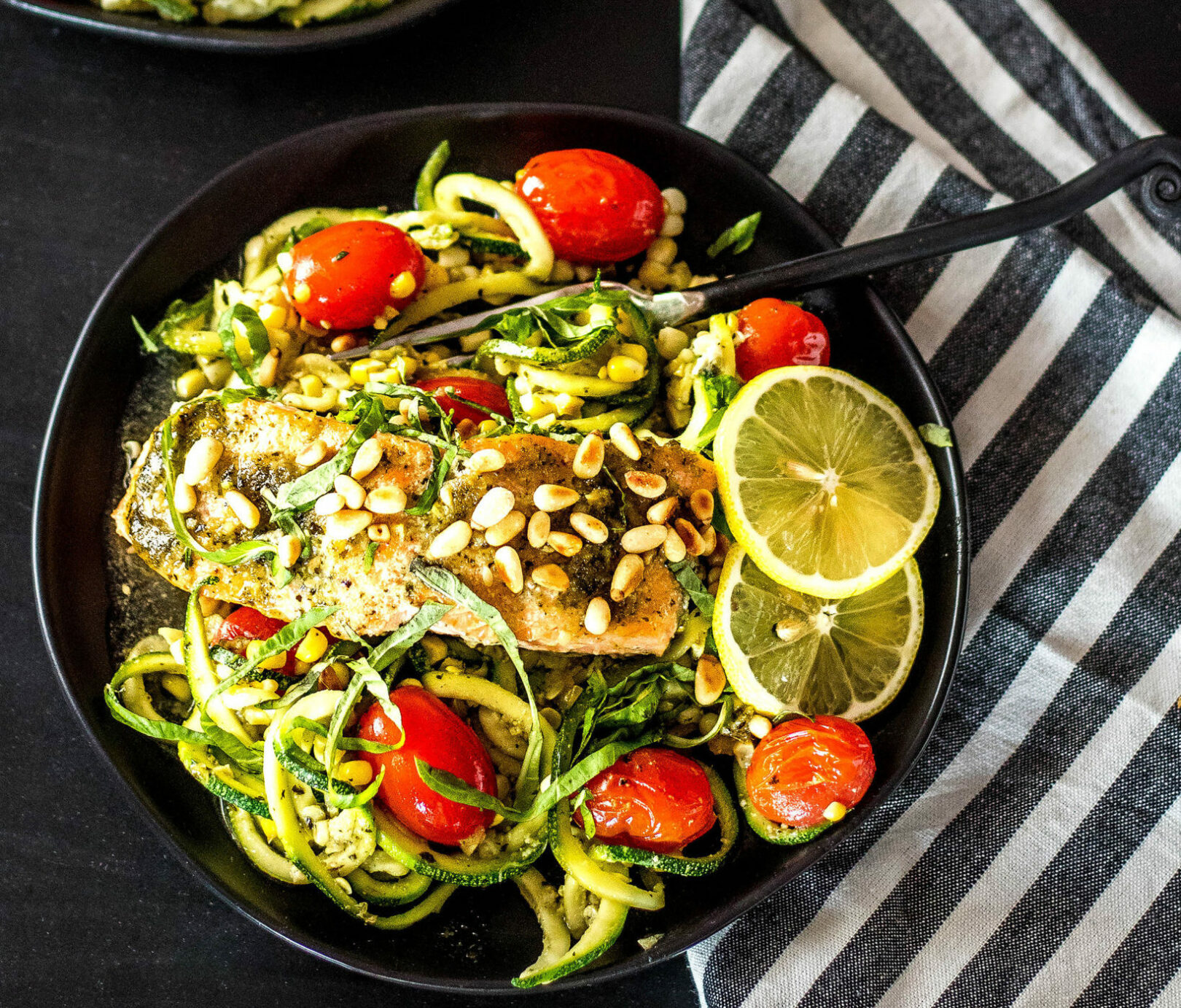 Pesto Salmon and Zoodles in Parchment