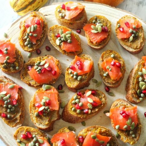 Salmon and Delicata Squash Butter Crostini