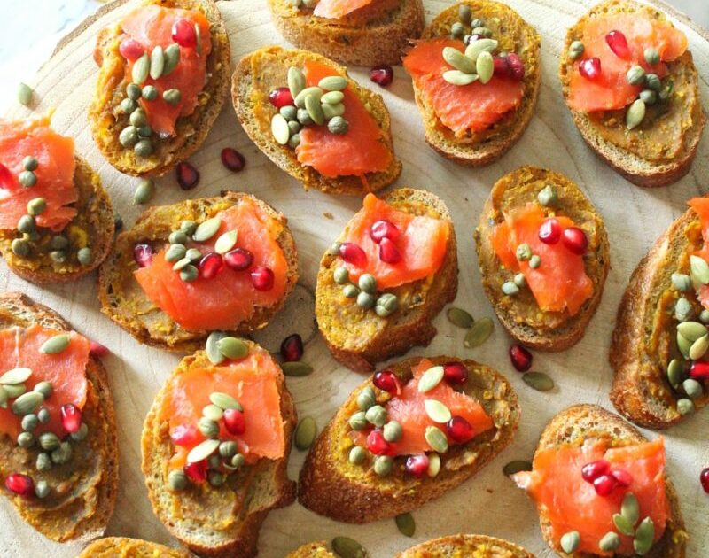 Salmon and Delicata Squash Butter Crostini