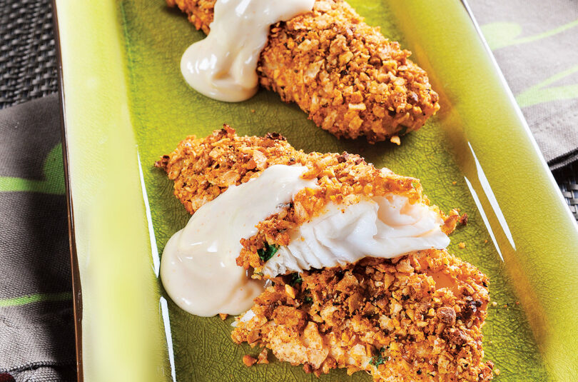 Pistachio & Tortilla Crusted Tilapia with Chili Lime Sauce