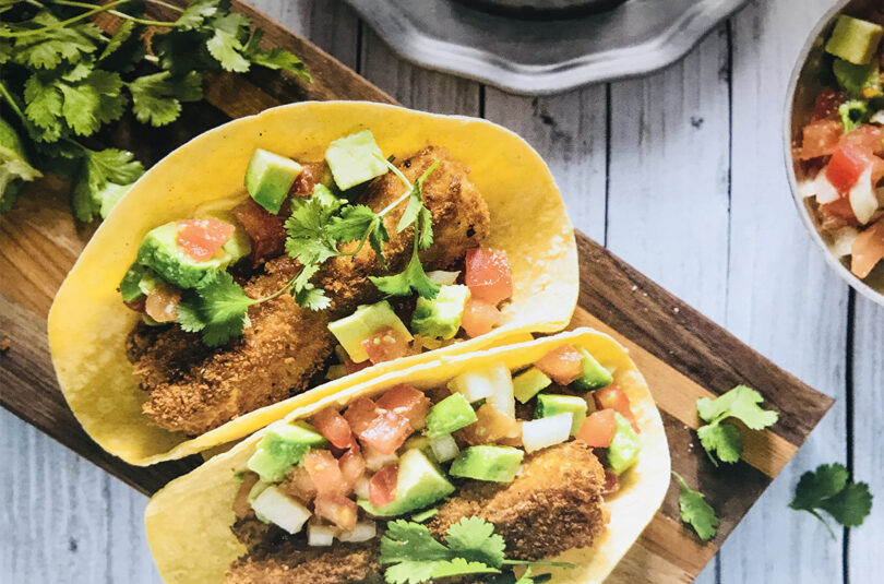 Air Fryer Fish Tacos with Avocado Salsa