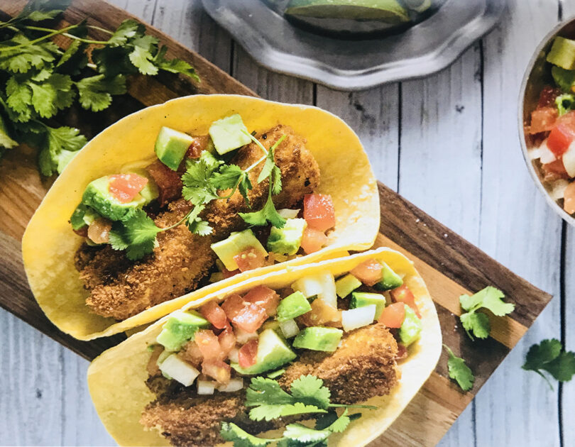 Air Fryer Fish Tacos with Avocado Salsa