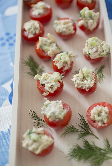 Summery Tuna Salad in cherry tomatoes
