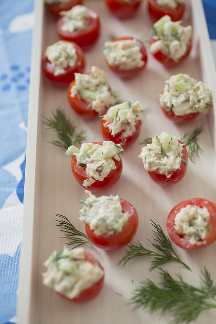 Summery Tuna Salad in cherry tomatoes