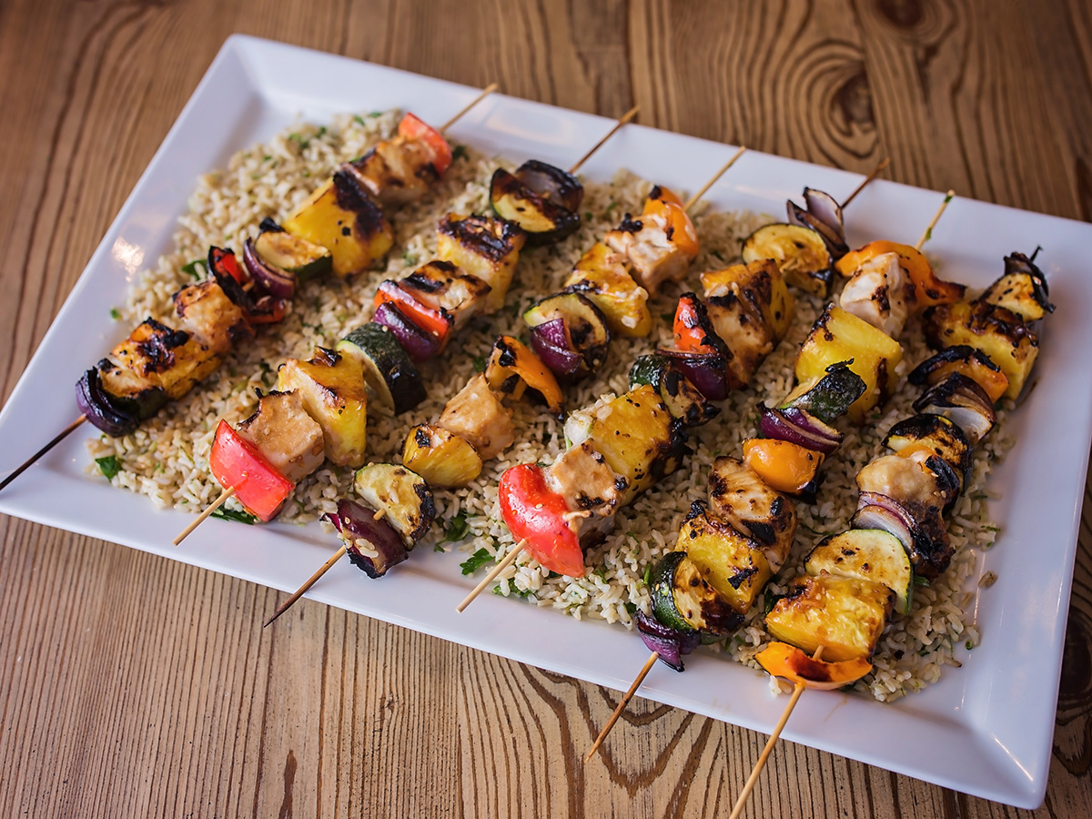 Fish Skewers with Cilantro Lime Rice