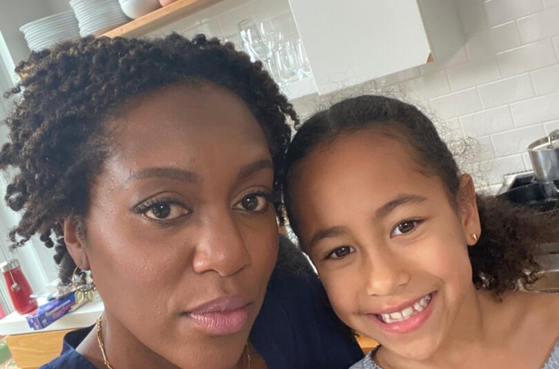 Maya Feller and her daughter Anaise cooking in the kitchen