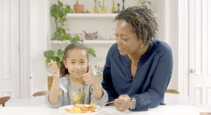 Smothered Shrimp over Polenta by Maya Feller for Seafood Nutrition Partnership