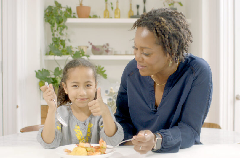 Smothered Shrimp over Polenta by Maya Feller for Seafood Nutrition Partnership