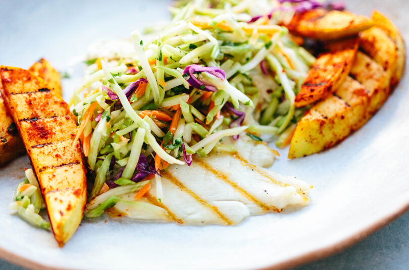 Tropical Grilled Barramundi with Crunchy Slaw