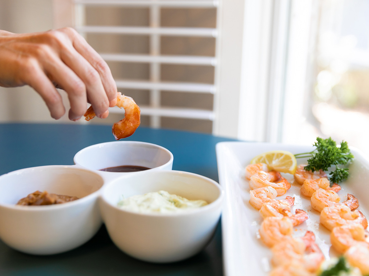 Sautéed Shrimp With Three Dipping Sauces