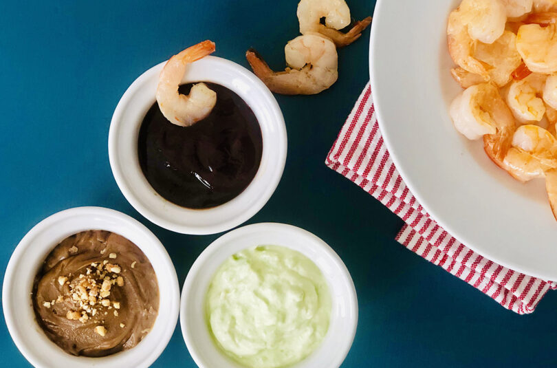 Sautéed Shrimp With Three Dipping Sauces