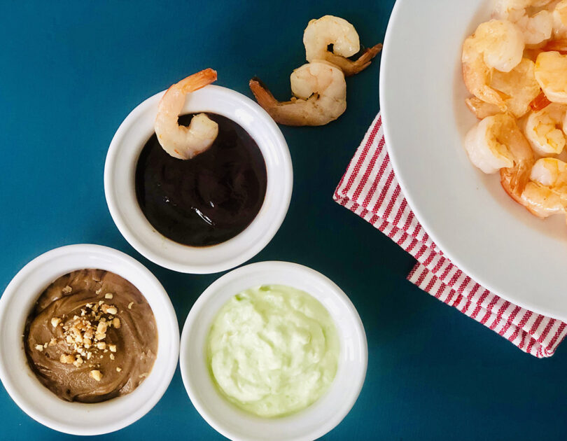 Sautéed Shrimp With Three Dipping Sauces