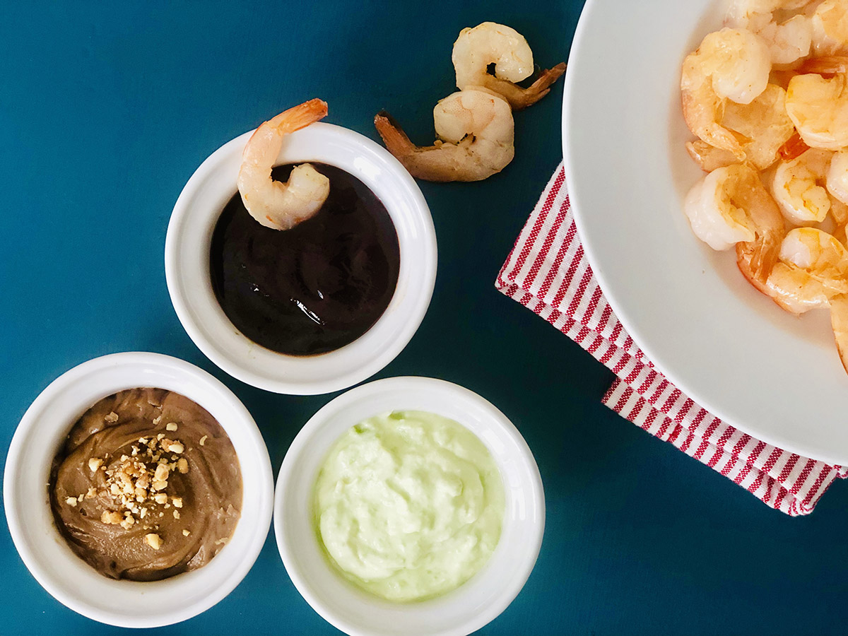 Sautéed Shrimp With Three Dipping Sauces