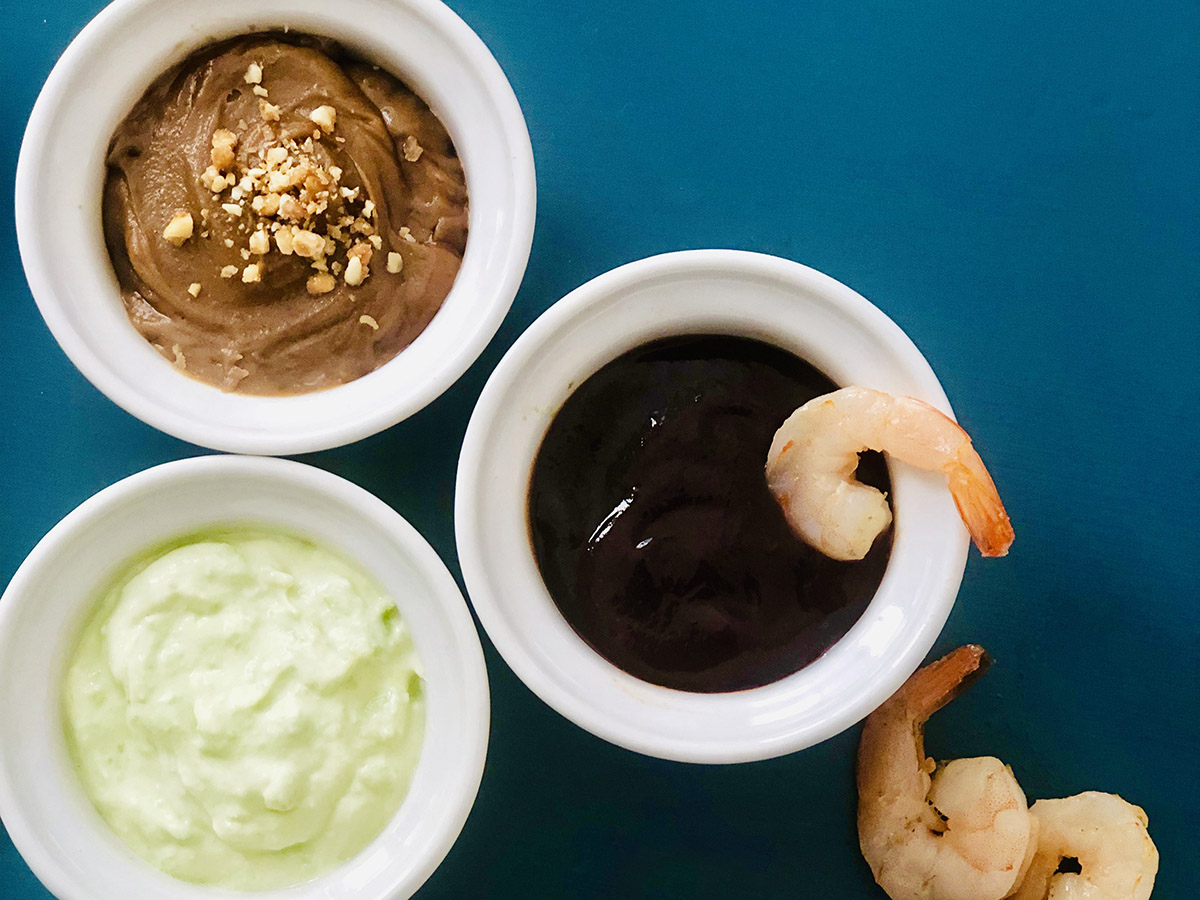 Sautéed Shrimp With Three Dipping Sauces