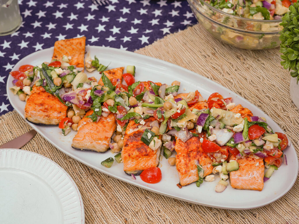 Seared Salmon with Mediterranean Salsa