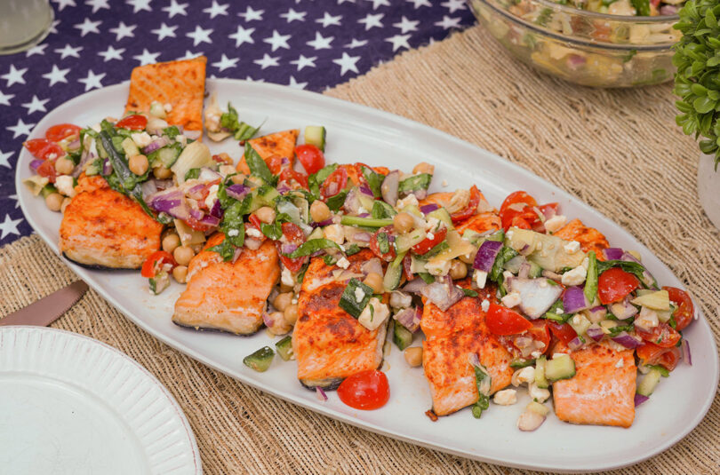 Seared Salmon with Mediterranean Salsa