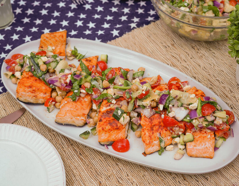 Seared Salmon with Mediterranean Salsa