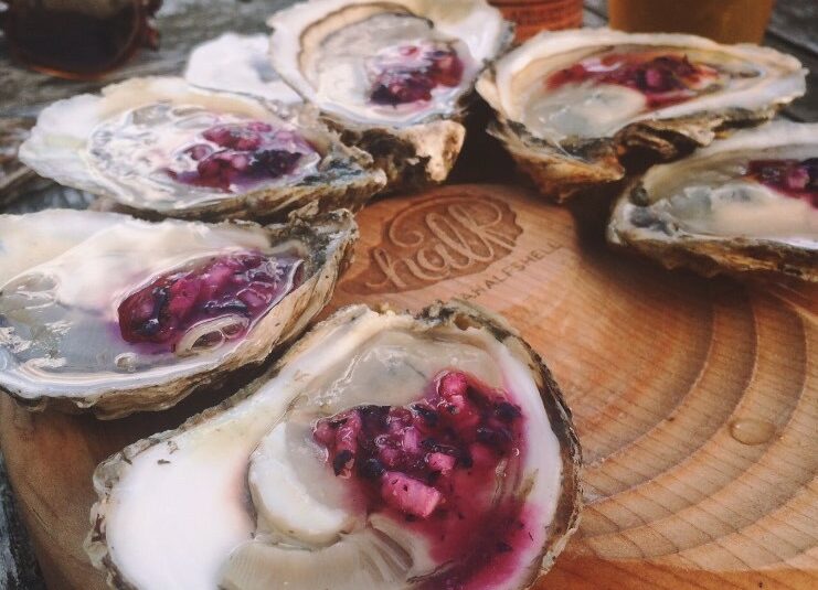 Oysters on the Half Shell with Blueberry Mignonette by Julie Qiu, In a Half Shell Blog