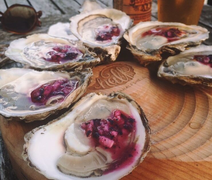 Oysters on the Half Shell with Blueberry Mignonette