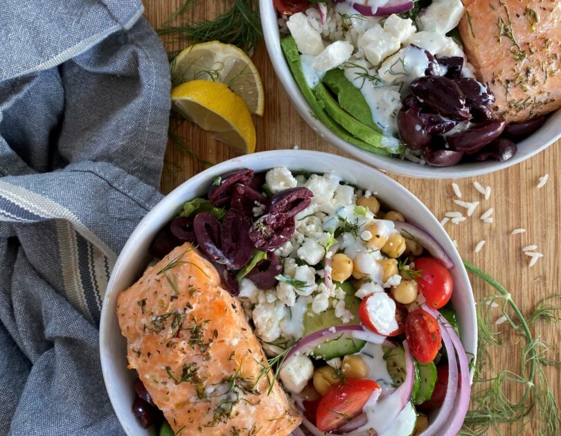 Mediterranean Salmon Grain Bowl