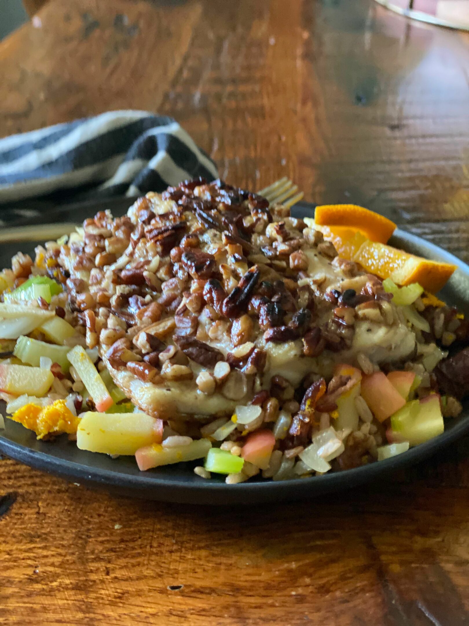 Pecan-Crusted Trout with Apple-Rice Blend