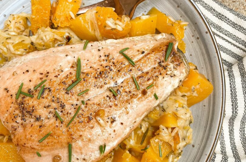 Salmon with Butternut Risotto