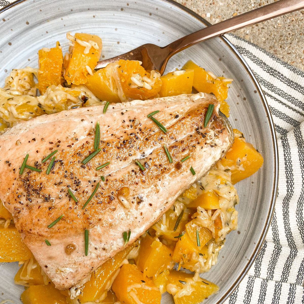 Salmon with Butternut Risotto