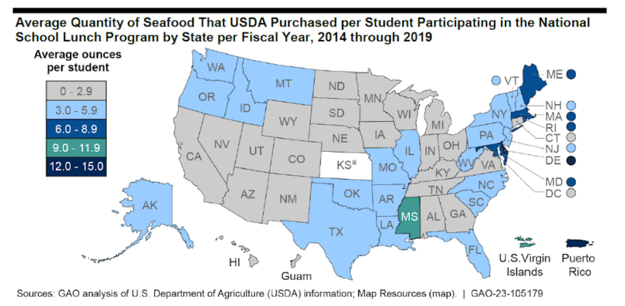 Seafood in Schools GAO Report Map Graphic