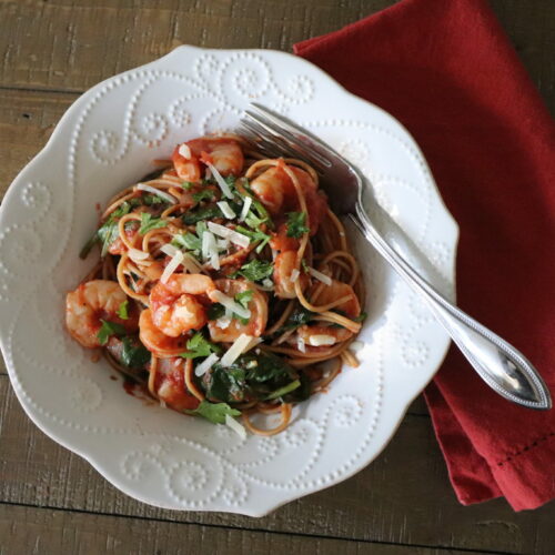 SHRIMP SPAGHETTI WITH SPINACH