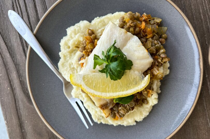 Rockfish with Lentils and Parsnip Puree