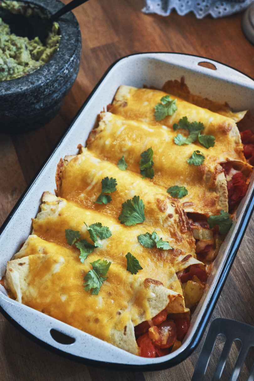 Tex-Mex Salmon and Black Bean Burrito Bake