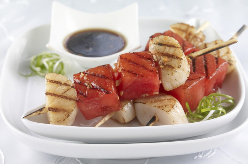 Grilled Scallop and Watermelon Kebabs