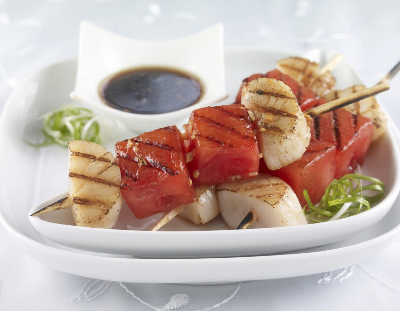 Grilled Scallop and Watermelon Kebabs